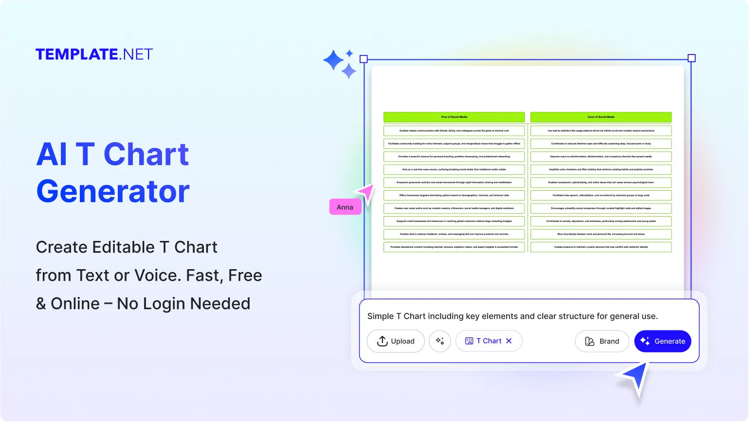 Free AI T-Chart Generator, Free T-Chart Maker [ No Signup ]